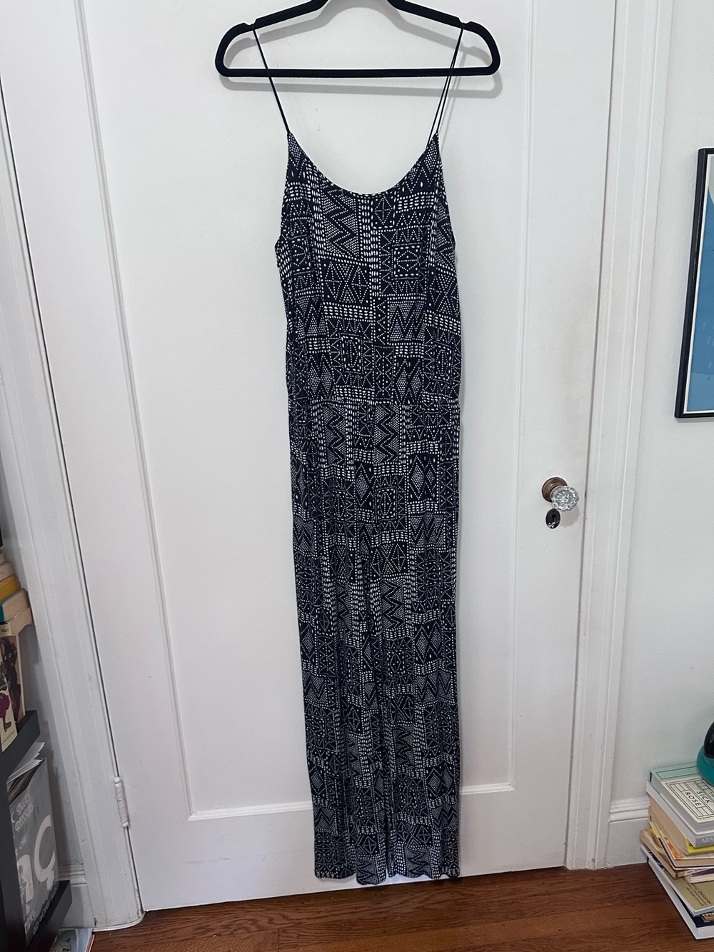 H&M Basic black/white geometric pattern spaghetti strap jumpsuit -M